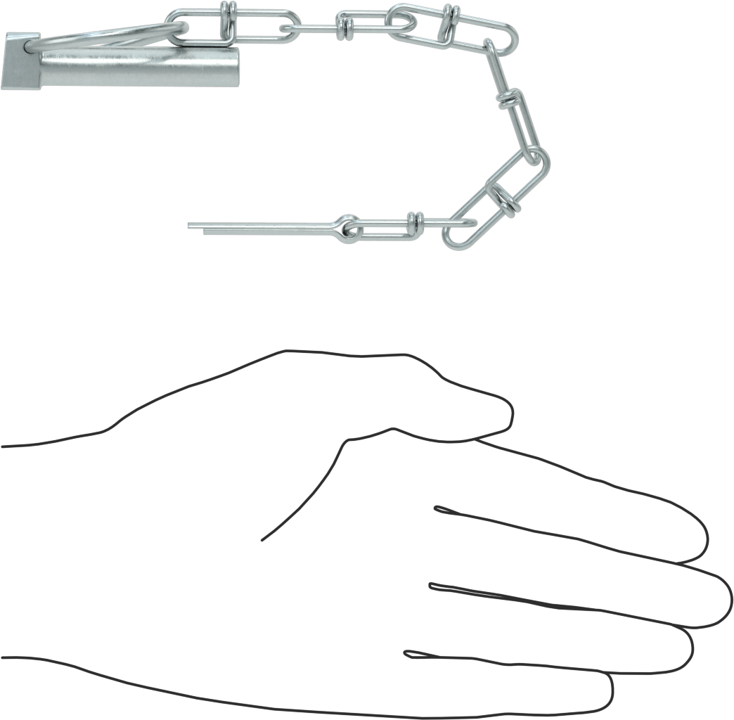 Linch Pin with Chain and Cotter Pin, 7/16" Diameter, 2" Long