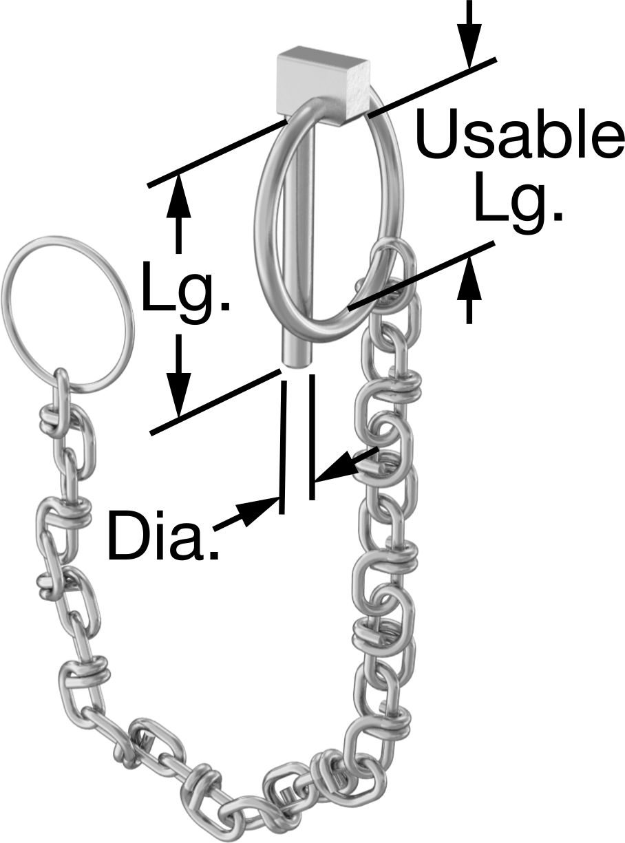 Stainless Steel Linch Pin with Stainless Steel Chain&Key Ring, 3/16" Diameter