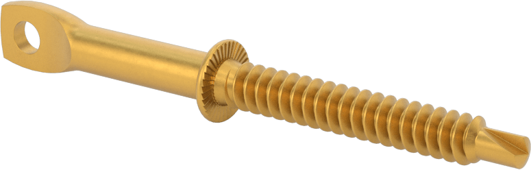 Delik Açma Vidalı Askılar, Sarı Kromat Kaplamalı Çinko, 3/8" Baş Genişliği, 1/4" Boyut, 3-1/4" Uzunluk