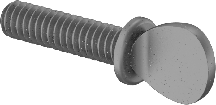 Çelik Flanşlı Kürek Başlı Parmak Vidaları, 1/4"-20 Diş Boyutu, 1" Uzunluk