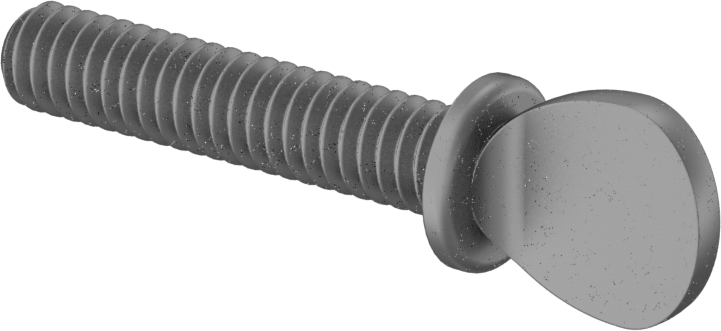 Çelik Flanşlı Kürek Başlı Parmak Vidaları, 1/4"-20 Diş Boyutu, 1-1/4" Uzunluk