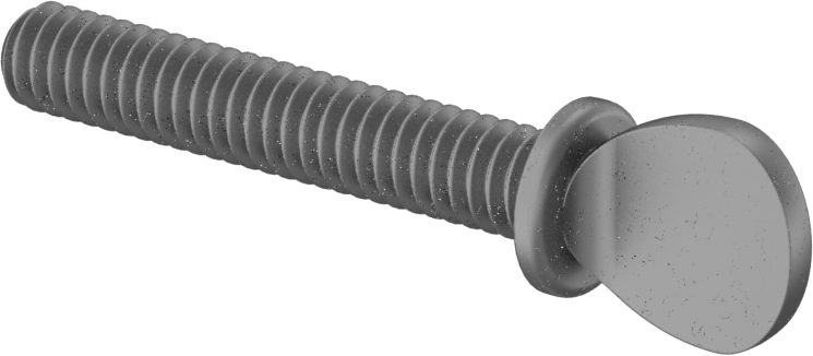 Çelik Flanşlı Kürek Başlı Parmak Vidaları, 1/4"-20 Diş Boyutu, 1-1/2" Uzunluk
