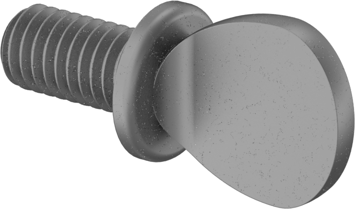 Çelik Flanşlı Kürek Başlı Parmak Vidaları, 3/8"-16 Diş Boyutu, 3/4" Uzunluk
