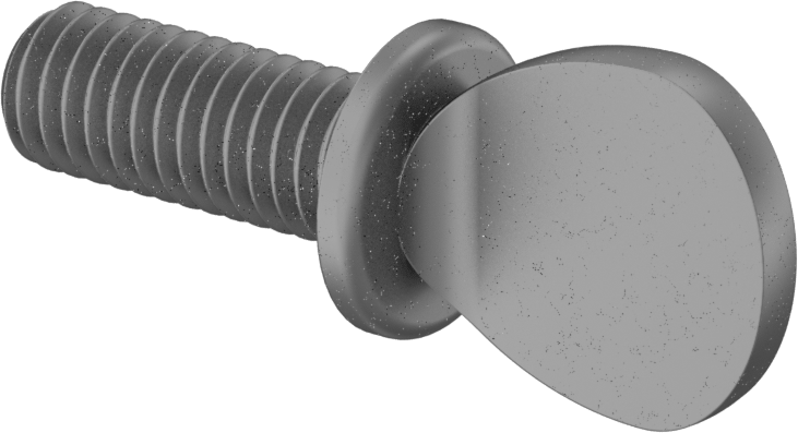 Çelik Flanşlı Kürek Başlı Parmak Vidaları, 3/8"-16 Diş Boyutu, 1" Uzunluk