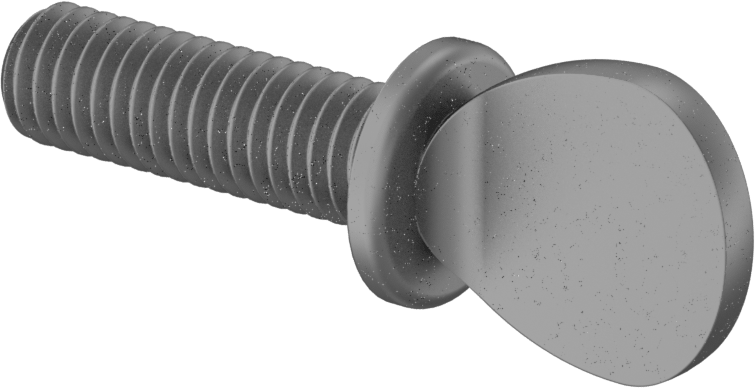 Çelik Flanşlı Kürek Başlı Parmak Vidaları, 3/8"-16 Diş Boyutu, 1-1/4" Uzunluk