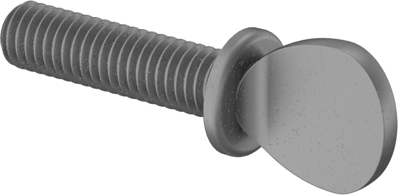 Çelik Flanşlı Kürek Başlı Parmak Vidaları, 3/8"-16 Diş Boyutu, 1-1/2" Uzunluk