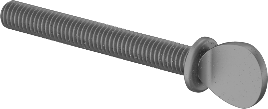 Çelik Flanşlı Kürek Başlı Parmak Vidaları, 3/8"-16 Diş Boyutu, 3" Uzunluk