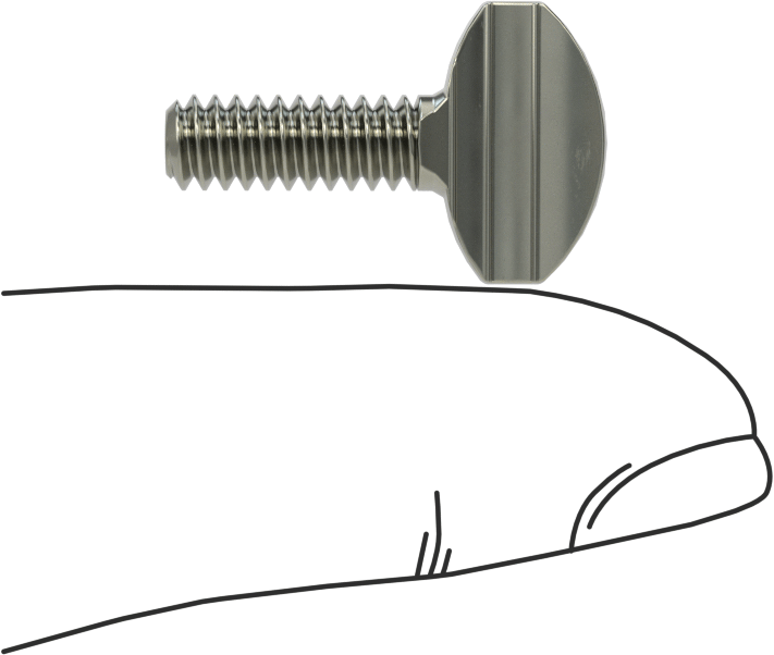 Çelik Kürek Başlı Parmak Vidaları, 10-24 Diş Boyutu, 1/2" Uzunluk