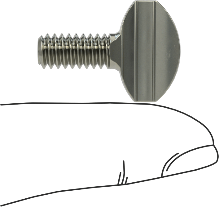 Çelik Kürek Başlı Parmak Vidaları, 1/4"-20 Diş Boyutu, 1/2" Uzunluk