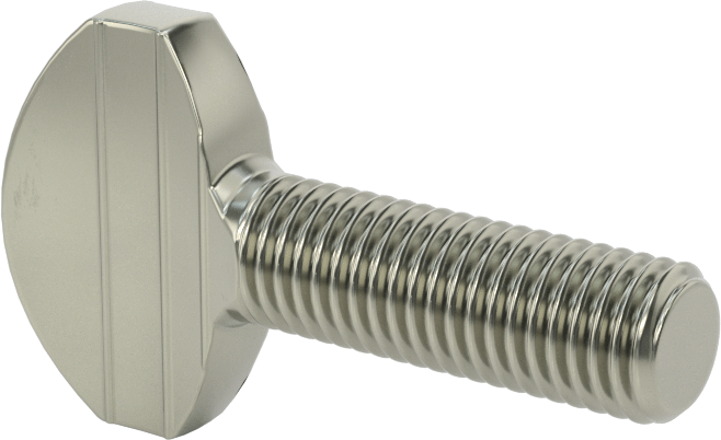 Çelik Kürek Başlı Parmak Vidaları, 1/4"-28 Diş Boyutu, 3/4" Uzunluk