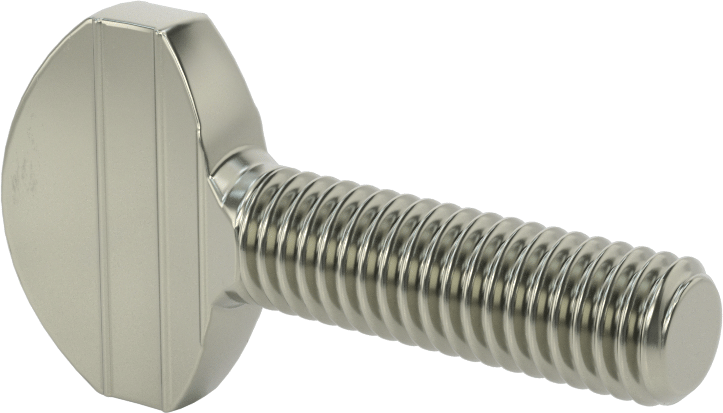 Çelik Kürek Başlı Parmak Vidaları, 3/8"-16 Diş Boyutu, 1-1/4" Uzunluk