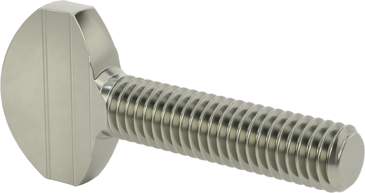 Çelik Kürek Başlı Parmak Vidaları, 3/8"-16 Diş Boyutu, 1-1/2" Uzunluk