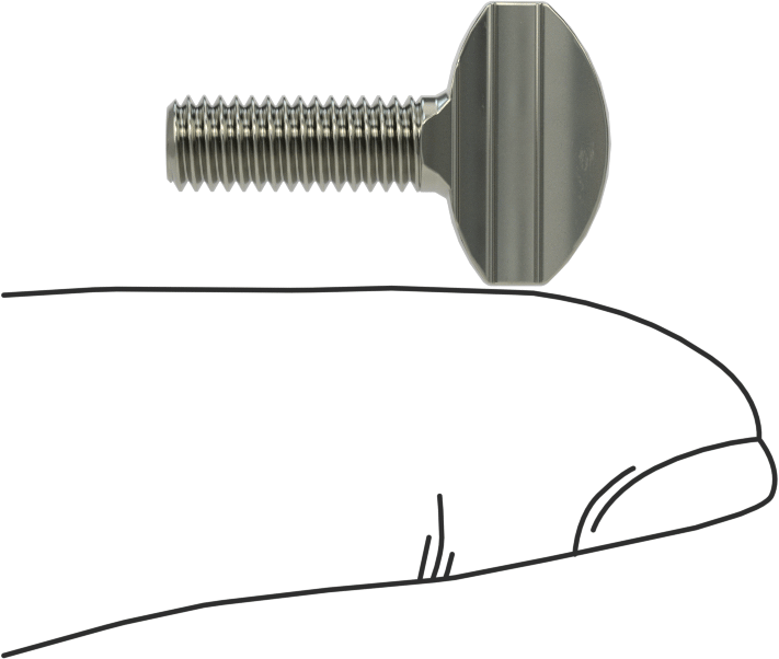 Çelik Kürek Başlı Parmak Vidaları, 10-32 Diş Boyutu, 1/2" Uzunluk