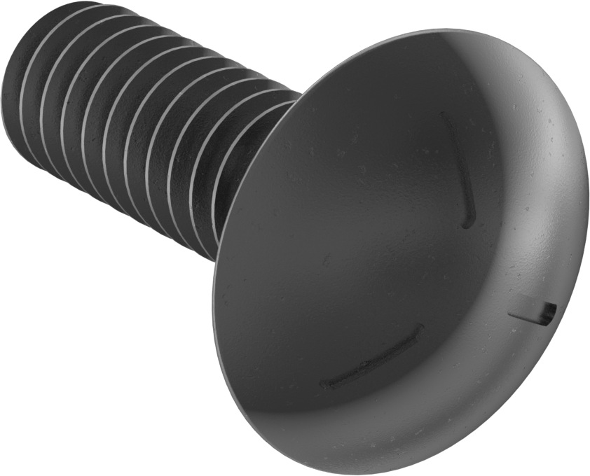Sınıf 5 Çelik Kare Boyunlu Taşıma Cıvatası, Orta Mukavemetli, Siyah Oksit, 1/4"-20 Diş Boyutu, 3/4" Uzunluk