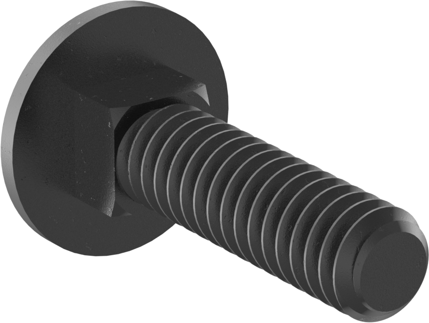 Sınıf 5 Çelik Kare Boyunlu Taşıma Cıvatası, Orta Mukavemetli, Siyah Oksit, 1/4"-20 Diş Boyutu, 1" Uzunluk