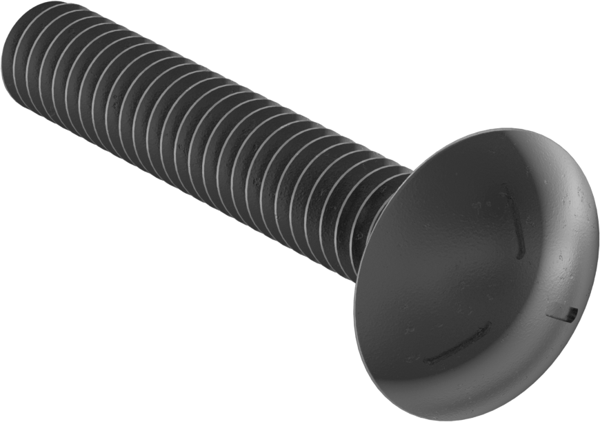 Sınıf 5 Çelik Kare Boyunlu Taşıma Cıvatası, Orta Mukavemetli, Siyah Oksit, 1/4"-20 Diş Boyutu, 1-1/2" Uzunluk