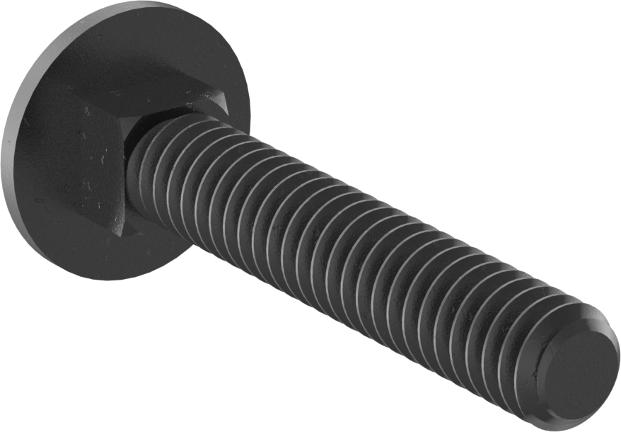 Sınıf 5 Çelik Kare Boyunlu Taşıma Cıvatası, Orta Mukavemetli, Siyah Oksit, 1/4"-20 Diş Boyutu, 1-1/2" Uzunluk