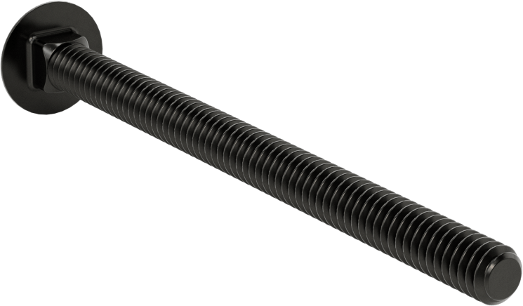 Sınıf 5 Çelik Kare Boyunlu Taşıma Cıvatası, Orta Mukavemetli, Siyah Oksit, 1/4"-20 Diş Boyutu, 3-1/2" Uzunluk