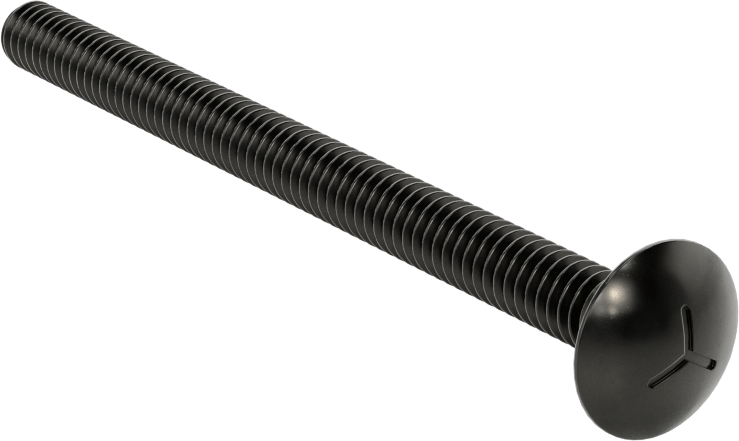 Sınıf 5 Çelik Kare Boyunlu Taşıma Cıvatası, Orta Mukavemetli, Siyah Oksit, 1/4"-20 Diş Boyutu, 3-1/2" Uzunluk