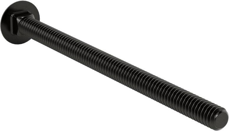 Sınıf 5 Çelik Kare Boyunlu Taşıma Cıvatası, Orta Mukavemetli, Siyah Oksit, 1/4"-20 Diş Boyutu, 4" Uzunluk