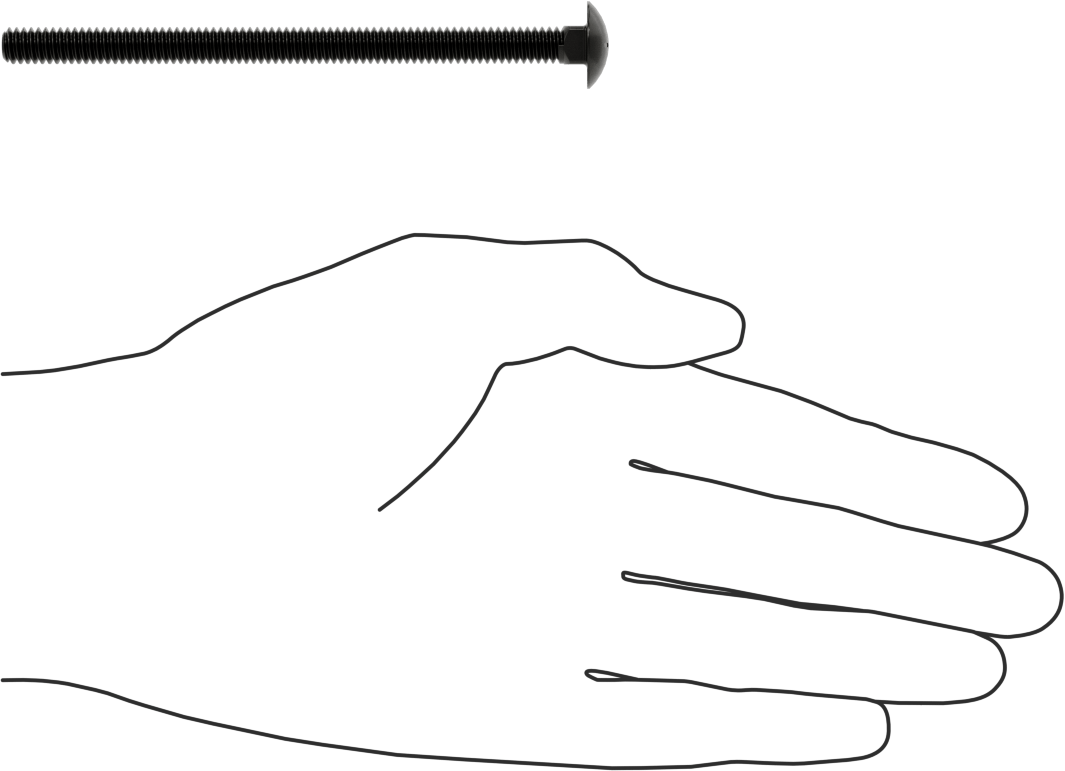 Sınıf 5 Çelik Kare Boyunlu Taşıma Cıvatası, Orta Mukavemetli, Siyah Oksit, 1/4"-20 Diş Boyutu, 4" Uzunluk