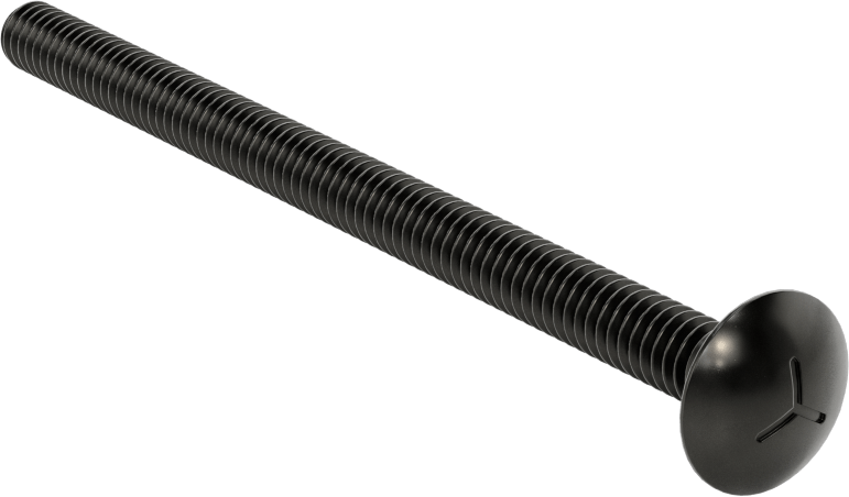 Sınıf 5 Çelik Kare Boyunlu Taşıma Cıvatası, Orta Mukavemetli, Siyah Oksit, 1/4"-20 Diş Boyutu, 4" Uzunluk