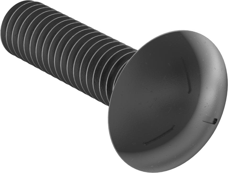 Sınıf 5 Çelik Kare Boyunlu Taşıma Cıvatası, Orta Mukavemetli, Siyah Oksit, 5/16"-18 Diş Boyutu, 1-1/4" Uzunluk