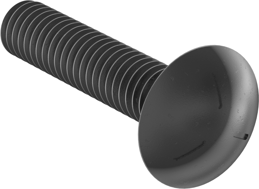 Sınıf 5 Çelik Kare Boyunlu Taşıma Cıvatası, Orta Mukavemetli, Siyah Oksit, 5/16"-18 Diş Boyutu, 1-1/2" Uzunluk