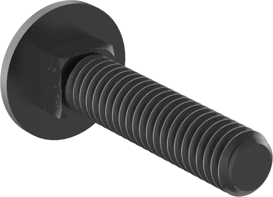 Sınıf 5 Çelik Kare Boyunlu Taşıma Cıvatası, Orta Mukavemetli, Siyah Oksit, 5/16"-18 Diş Boyutu, 1-1/2" Uzunluk