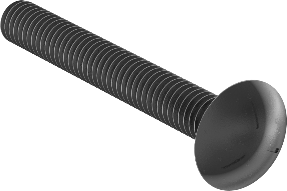 Sınıf 5 Çelik Kare Boyunlu Taşıma Cıvatası, Orta Mukavemetli, Siyah Oksit, 5/16"-18 Diş Boyutu, 2-1/2" Uzunluk