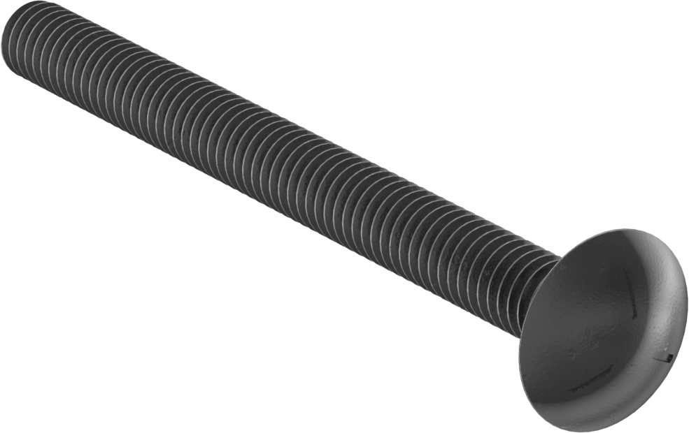 Sınıf 5 Çelik Kare Boyunlu Taşıma Cıvatası, Orta Mukavemetli, Siyah Oksit, 5/16"-18 Diş Boyutu, 3-1/2" Uzunluk