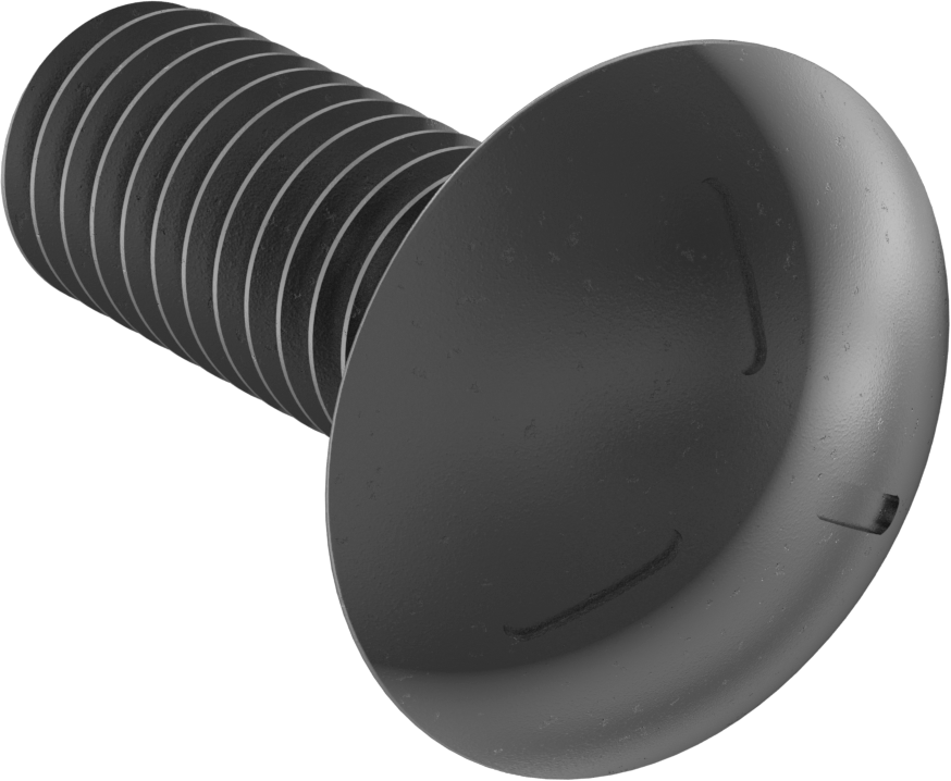 Sınıf 5 Çelik Kare Boyunlu Taşıma Cıvatası, Orta Mukavemetli, Siyah Oksit, 3/8"-16 Diş Boyutu, 1" Uzunluk