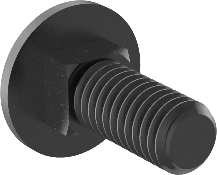 Sınıf 5 Çelik Kare Boyunlu Taşıma Cıvatası, Orta Mukavemetli, Siyah Oksit, 3/8"-16 Diş Boyutu, 1" Uzunluk