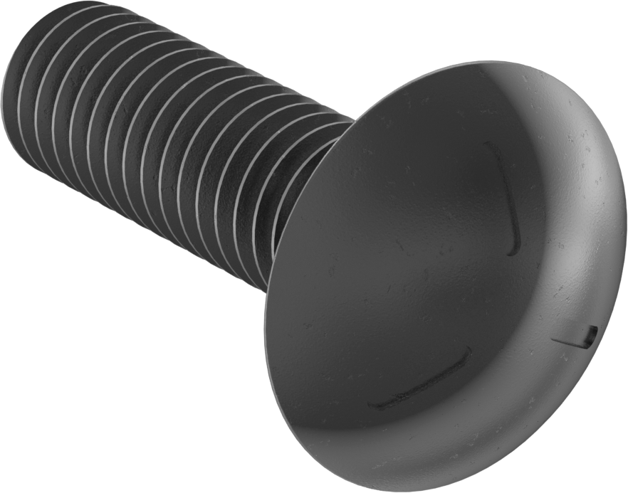 Sınıf 5 Çelik Kare Boyunlu Taşıma Cıvatası, Orta Mukavemetli, Siyah Oksit, 3/8"-16 Diş Boyutu, 1-1/4" Uzunluk