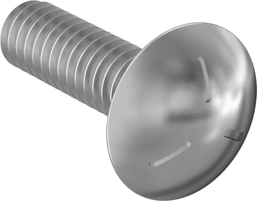 Sınıf 5 Çelik Kare Boyunlu Taşıma Cıvatası, Orta Mukavemetli, Çinko Kaplamalı, 1/4"-20 Diş Boyutu, 7/8" Uzunluk