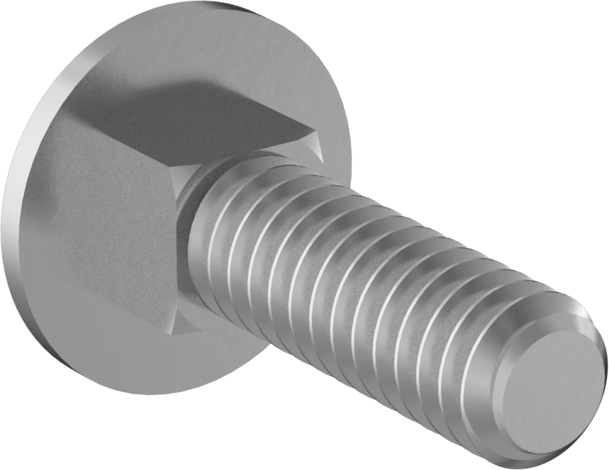 Sınıf 5 Çelik Kare Boyunlu Taşıma Cıvatası, Orta Mukavemetli, Çinko Kaplamalı, 1/4"-20 Diş Boyutu, 7/8" Uzunluk