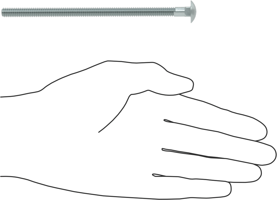 Sınıf 5 Çelik Kare Boyunlu Taşıma Cıvatası, Orta Mukavemetli, Çinko Kaplamalı, 1/4"-20 Diş Boyutu, 5 inç Uzunluk