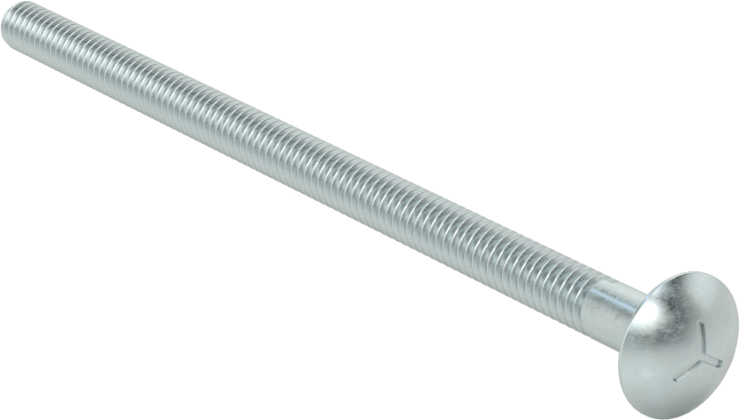 Sınıf 5 Çelik Kare Boyunlu Taşıma Cıvatası, Orta Mukavemetli, Çinko Kaplamalı, 1/4"-20 Diş Boyutu, 5 inç Uzunluk
