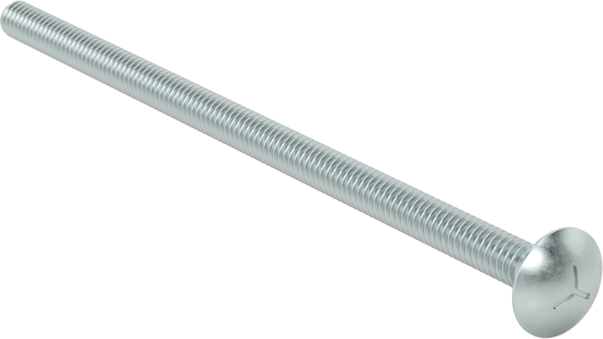 Sınıf 5 Çelik Kare Boyunlu Taşıma Cıvatası, Orta Mukavemetli, Çinko Kaplamalı, 1/4"-20 Diş Boyutu, 5-1/2" Uzunluk