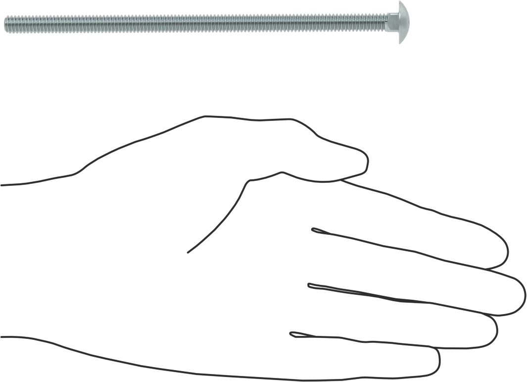Sınıf 5 Çelik Kare Boyunlu Taşıma Cıvatası, Orta Mukavemetli, Çinko Kaplamalı, 1/4"-20 Diş Boyutu, 5-1/2" Uzunluk