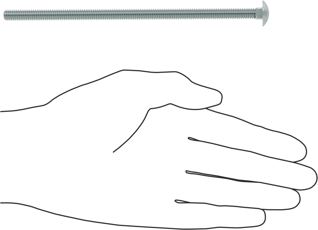 Sınıf 5 Çelik Kare Boyunlu Taşıma Cıvatası, Orta Mukavemetli, Çinko Kaplamalı, 1/4"-20 Diş Boyutu, 6 inç Uzunluk