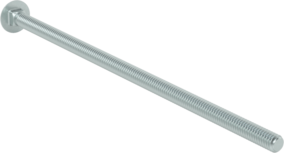 Sınıf 5 Çelik Kare Boyunlu Taşıma Cıvatası, Orta Mukavemetli, Çinko Kaplamalı, 1/4"-20 Diş Boyutu, 7" Uzunluk