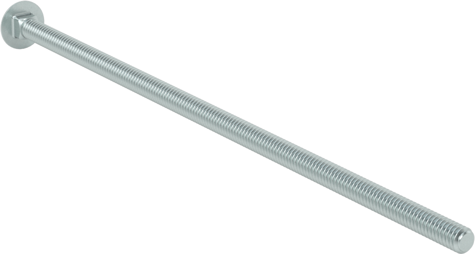 Sınıf 5 Çelik Kare Boyunlu Taşıma Cıvatası, Orta Mukavemetli, Çinko Kaplamalı, 1/4"-20 Diş Boyutu, 8" Uzunluk