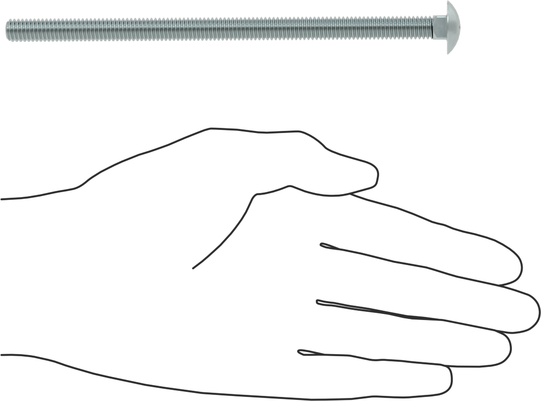 Sınıf 5 Çelik Kare Boyunlu Taşıma Cıvatası, Orta Mukavemetli, Çinko Kaplamalı, 5/16"-18 Diş Boyutu, 6 inç Uzunluk