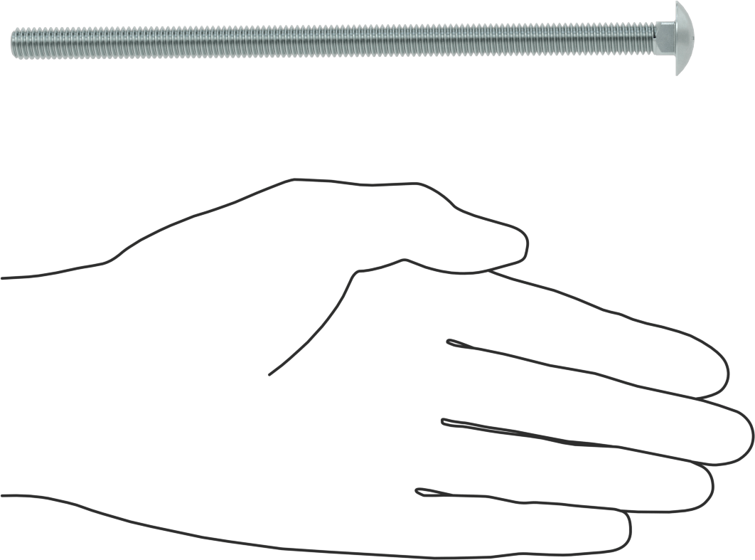 Sınıf 5 Çelik Kare Boyunlu Taşıma Cıvatası, Orta Mukavemetli, Çinko Kaplamalı, 5/16"-18 Diş Boyutu, 6-1/2" Uzunluk