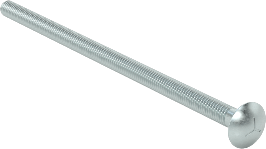 Sınıf 5 Çelik Kare Boyunlu Taşıma Cıvatası, Orta Mukavemetli, Çinko Kaplamalı, 5/16"-18 Diş Boyutu, 7" Uzunluk