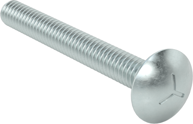 Sınıf 5 Çelik Kare Boyunlu Taşıma Cıvatası, Orta Mukavemetli, Çinko Kaplamalı, 1/4"-20 Diş Boyutu, 2-1/4" Uzunluk