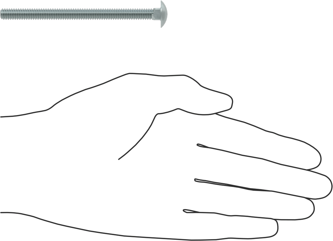 Sınıf 5 Çelik Kare Boyunlu Taşıma Cıvatası, Orta Mukavemetli, Çinko Kaplamalı, 1/4"-20 Diş Boyutu, 3-1/2" Uzunluk