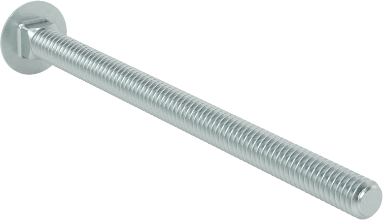 Sınıf 5 Çelik Kare Boyunlu Taşıma Cıvatası, Orta Mukavemetli, Çinko Kaplamalı, 1/4"-20 Diş Boyutu, 4" Uzunluk