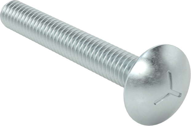 Sınıf 5 Çelik Kare Boyunlu Taşıma Cıvatası, Orta Mukavemetli, Çinko Kaplamalı, 1/4"-20 Diş Boyutu, 2" Uzunluk